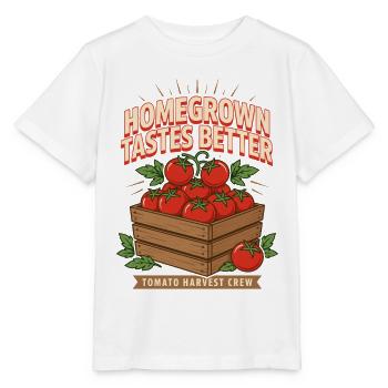 Homegrown Tastes Better Tomaten Crew - Stanley/Stella Kinder T-Shirt MINI CREATOR  - Weiß - Vorne - Maike (125cm)