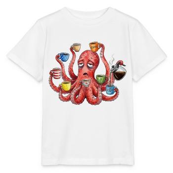 Un poulpe fatigué a besoin de café - T-shirt bio MINI CREATOR Stanley/Stella Enfant - blanc - Devant - Maike (125cm)