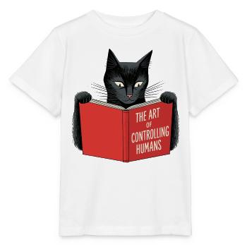 Chat noir lit livre rouge - T-shirt bio MINI CREATOR Stanley/Stella Enfant - blanc - Devant - Maike (125cm)