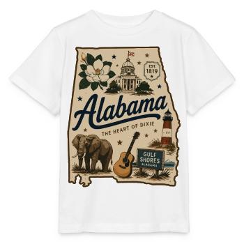 Vintage-Alabama State Pride Illustrated-Aufkleber - Stanley/Stella Kinder T-Shirt MINI CREATOR  - Weiß - Vorne - Maike (125cm)