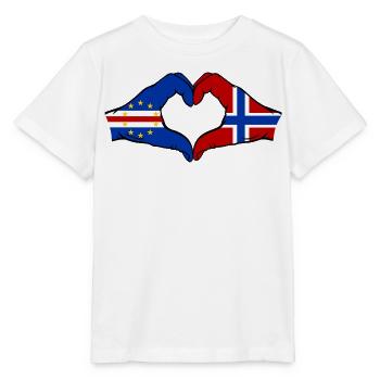 Kap Verde Norwegen Flagge Hände Herzform - Stanley/Stella Kinder T-Shirt MINI CREATOR  - Weiß - Vorne - Maike (125cm)