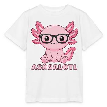 Asksalotl mit Brille Axolotl süß Aquarium Molch - Stanley/Stella Kinder T-Shirt MINI CREATOR  - Weiß - Vorne - Maike (125cm)