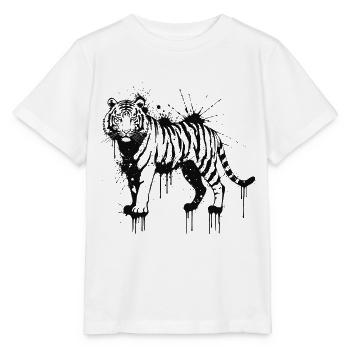 Schwarzer Spritztiger - Stanley/Stella Kinder T-Shirt MINI CREATOR  - Weiß - Vorne - Maike (125cm)