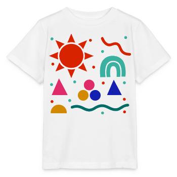 Lebendige Geometrie Sonnenfarben Muster - Stanley/Stella Kinder T-Shirt MINI CREATOR  - Weiß - Vorne - Maike (125cm)