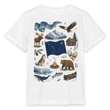 Alaska | Northern Lights, Wilderness & Adventure - Stanley/Stella MINI CREATOR Kids’ T-Shirt - white - Front - Maike (125cm)