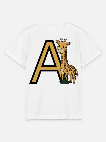 Giraffe mit Buchstabe A - Stanley/Stella Kinder T-Shirt MINI CREATOR - Weiß