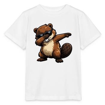 Dabbing Biber - Stanley/Stella Kinder T-Shirt MINI CREATOR  - Weiß - Vorne - Maike (125cm)