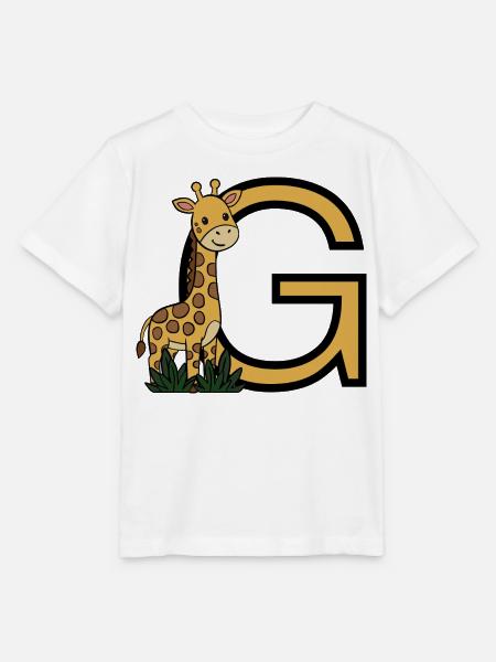 Giraffe Buchstabe G - Stanley/Stella Kinder T-Shirt MINI CREATOR - Weiß