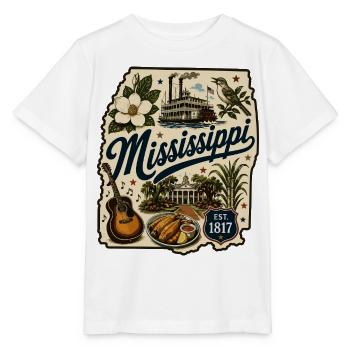 Mississippi Magnolia State Vintage-Aufkleber - Stanley/Stella Kinder T-Shirt MINI CREATOR  - Weiß - Vorne - Maike (125cm)