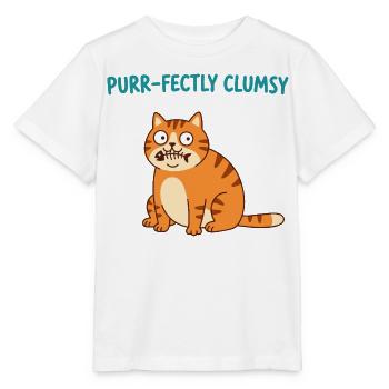 Purr-fekt Ungeschickte Katze - Stanley/Stella Kinder T-Shirt MINI CREATOR  - Weiß - Vorne - Maike (125cm)