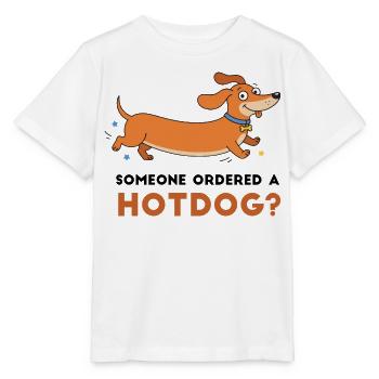 Hotdog? Verspielte Dackler-Illustration - Stanley/Stella Kinder T-Shirt MINI CREATOR  - Weiß - Vorne - Maike (125cm)