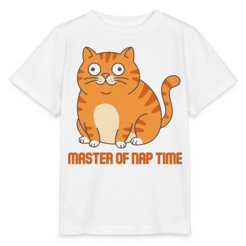Meister der Schlafzeit-Katze - Stanley/Stella Kinder T-Shirt MINI CREATOR  - Weiß - Vorne - Maike (125cm)