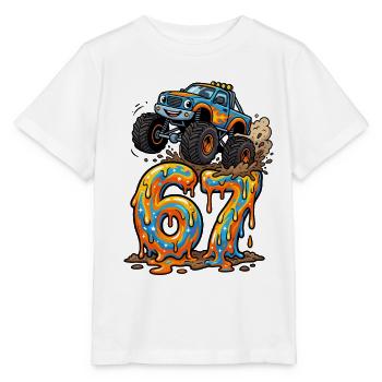 67 Monster Truck Six Seven Meme Brainrot Kinder - Stanley/Stella Kinder T-Shirt MINI CREATOR  - Weiß - Vorne - Maike (125cm)