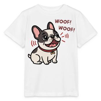 Wuff wuff Französischer Bulldoggen-Welpen-Cartoon - Stanley/Stella Kinder T-Shirt MINI CREATOR  - Weiß - Vorne - Maike (125cm)