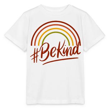 BeKind Rainbow Script Tee - Stanley/Stella Kinder T-Shirt MINI CREATOR  - Weiß - Vorne - Maike (125cm)