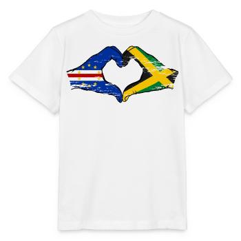 Cape Verde Jamaica flag hands heart shape used - Stanley/Stella MINI CREATOR Kids’ T-Shirt - white - Front - Maike (125cm)