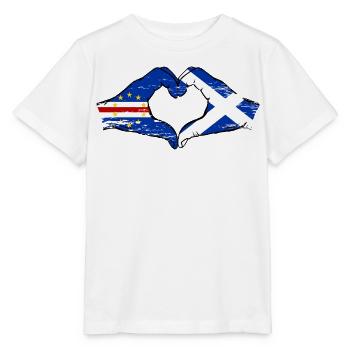 Cape Verde Scotland flag hands heart shape used - Stanley/Stella MINI CREATOR Kids’ T-Shirt - white - Front - Maike (125cm)
