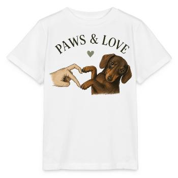 Paws & Love Dachshund Paw Heart - Stanley/Stella MINI CREATOR Kids’ T-Shirt - white - Front - Maike (125cm)