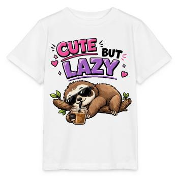 Süß aber faul Faultier mit Eiskaffee - Stanley/Stella Kinder T-Shirt MINI CREATOR  - Weiß - Vorne - Maike (125cm)