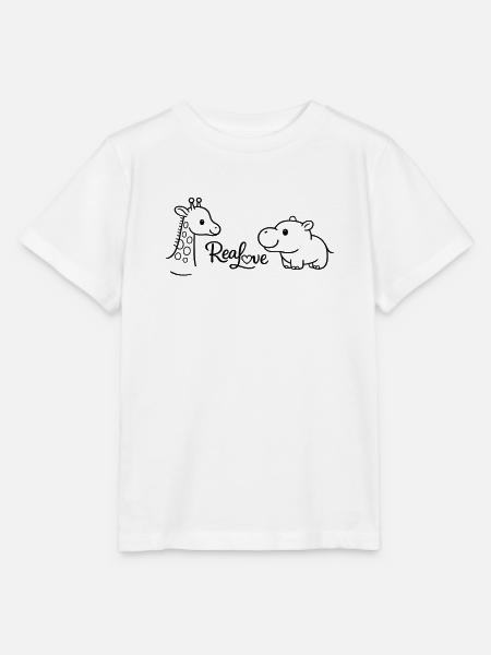 Giraffen und Nilpferd: Wahre Liebe - Stanley/Stella Kinder T-Shirt MINI CREATOR - Weiß