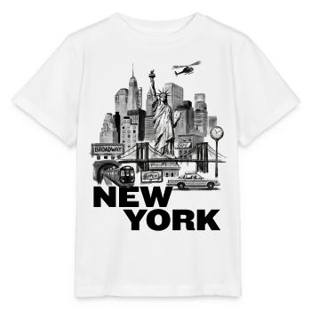 New York Vintage Cityscape Collage - Stanley/Stella Kinder T-Shirt MINI CREATOR  - Weiß - Vorne - Maike (125cm)