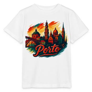 Porto Skyline Modern – Epische Stadtsilhouette - Stanley/Stella Kinder T-Shirt MINI CREATOR  - Weiß - Vorne - Maike (125cm)