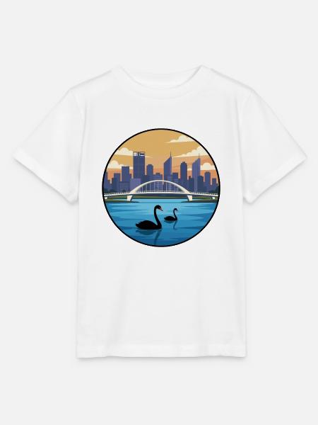 Perth Australien Swan River Skyline-Aufkleber - Stanley/Stella Kinder T-Shirt MINI CREATOR - Weiß