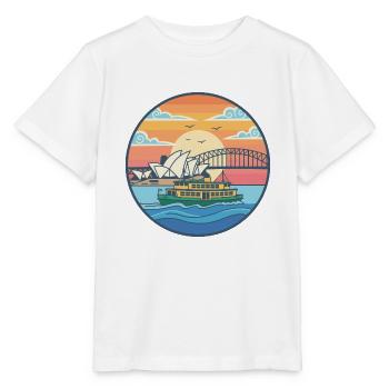 Aufkleber des Sydney Opernhauses und der Hafenbrücke - Stanley/Stella Kinder T-Shirt MINI CREATOR  - Weiß - Vorne - Maike (125cm)