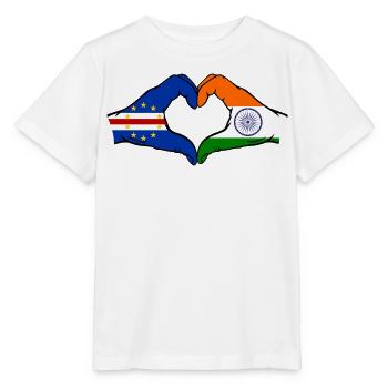 Cape Verde India Flag Hands Heart Shape - Stanley/Stella MINI CREATOR Kids’ T-Shirt - white - Front - Maike (125cm)