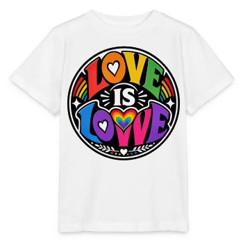 Love Is Love Regenbogen Statement Retro CSD - Stanley/Stella Kinder T-Shirt MINI CREATOR  - Weiß - Vorne - Maike (125cm)