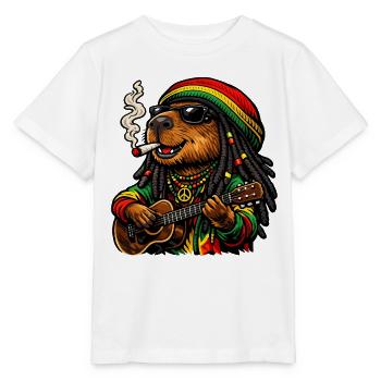 Sweet Capybara in Rastafari Style - Stanley/Stella MINI CREATOR Kids’ T-Shirt - white - Front - Maike (125cm)
