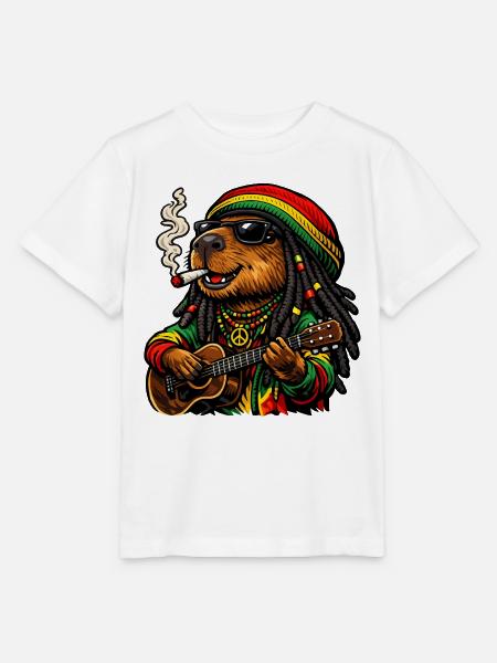 Süßes Capybara im Rastafari Stil - Stanley/Stella Kinder T-Shirt MINI CREATOR - Weiß