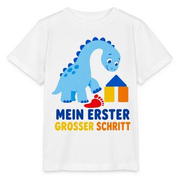 Mein erster großer Schritt – Dino fürs Krippenkind - Stanley/Stella Kinder T-Shirt MINI CREATOR  - Weiß - Vorne - Maike (125cm)