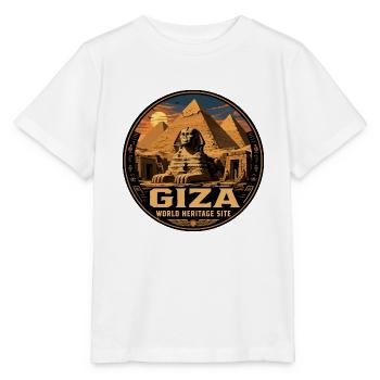Giza Egypt Pyramids Vintage Travel Badge - Stanley/Stella MINI CREATOR Kids’ T-Shirt - white - Front - Maike (125cm)