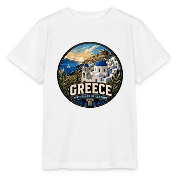Greece Vintage Travel Circle Emblem - Stanley/Stella MINI CREATOR Kids’ T-Shirt - white - Front - Maike (125cm)