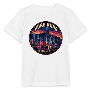 Hong Kong Skyline Vintage Reiseabzeichen - Stanley/Stella Kinder T-Shirt MINI CREATOR  - Weiß - Vorne - Maike (125cm)