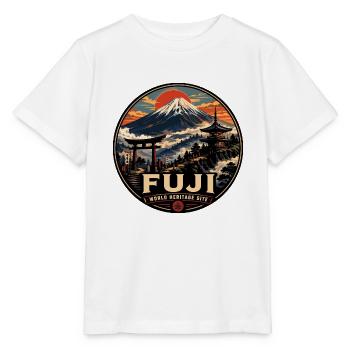 Mount Fuji Japan Vintage-Reiseabzeichen - Stanley/Stella Kinder T-Shirt MINI CREATOR  - Weiß - Vorne - Maike (125cm)