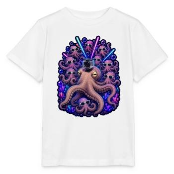 Neon Octopus Rave Kamerateam - Stanley/Stella Kinder T-Shirt MINI CREATOR  - Weiß - Vorne - Maike (125cm)