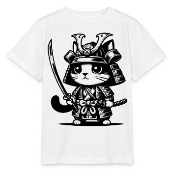 Samurai-Katze – Originalgeschenk - Stanley/Stella Kinder T-Shirt MINI CREATOR  - Weiß - Vorne - Maike (125cm)