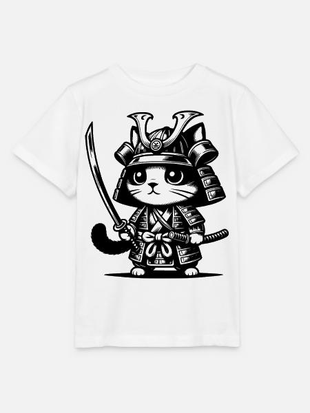Samurai-Katze – Originalgeschenk - Stanley/Stella Kinder T-Shirt MINI CREATOR - Weiß