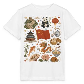 China | Mauer, Panda & Teekultur - Stanley/Stella Kinder T-Shirt MINI CREATOR  - Weiß - Vorne - Maike (125cm)