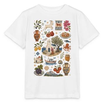 Crete | Olives, sea & island culture - Stanley/Stella MINI CREATOR Kids’ T-Shirt - white - Front - Maike (125cm)