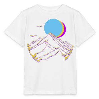 Neon Mountains Moon Sun Geometric Peaks - Stanley/Stella MINI CREATOR Kids’ T-Shirt - white - Front - Maike (125cm)