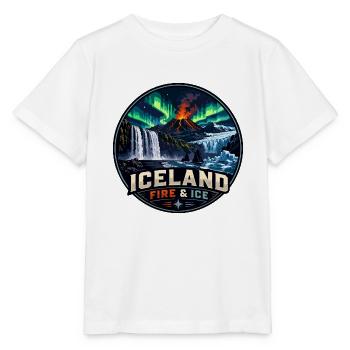 Iceland Fire and icee Vintage Travel Badge Logo - Stanley/Stella MINI CREATOR Kids’ T-Shirt - white - Front - Maike (125cm)