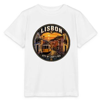 Lissabon Portugal Vintage-Reiseabzeichen - Stanley/Stella Kinder T-Shirt MINI CREATOR  - Weiß - Vorne - Maike (125cm)