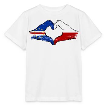 Cape Verde Poland Flag Hands Heart Shape Used - Stanley/Stella MINI CREATOR Kids’ T-Shirt - white - Front - Maike (125cm)