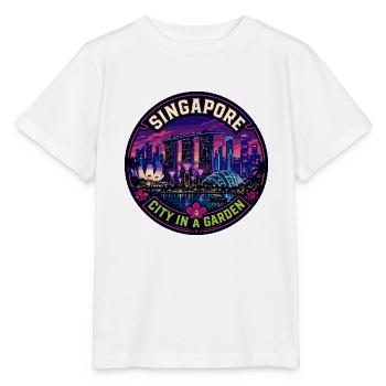 Singapore City in a Garden Vintage Badge - Stanley/Stella MINI CREATOR Kids’ T-Shirt - white - Front - Maike (125cm)