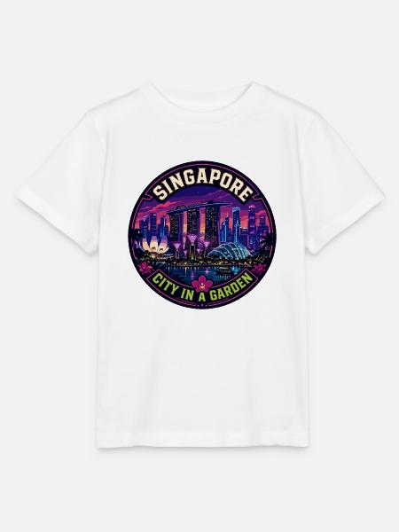 Singapore City in einem Garten Vintage-Abzeichen - Stanley/Stella Kinder T-Shirt MINI CREATOR  - Weiß