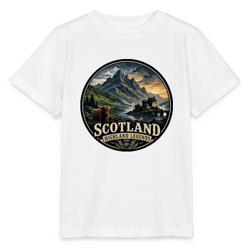 Scotland Highland Legends Vintage Travel Badge - Stanley/Stella MINI CREATOR Kids’ T-Shirt - white - Front - Maike (125cm)