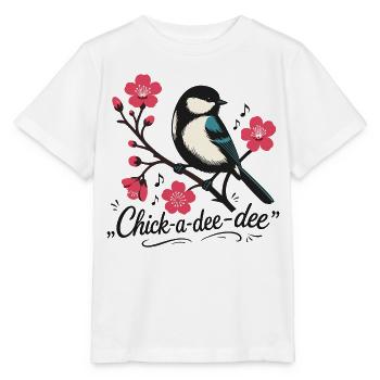 Chick-a-dee-dee-dee with Bird Call - Stanley/Stella MINI CREATOR Kids’ T-Shirt - white - Front - Maike (125cm)